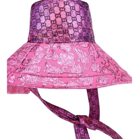 Gucci Women’s GG Monogram Metallic Sun Hat Size Large 58 CM $695 - Picture 10 of 12